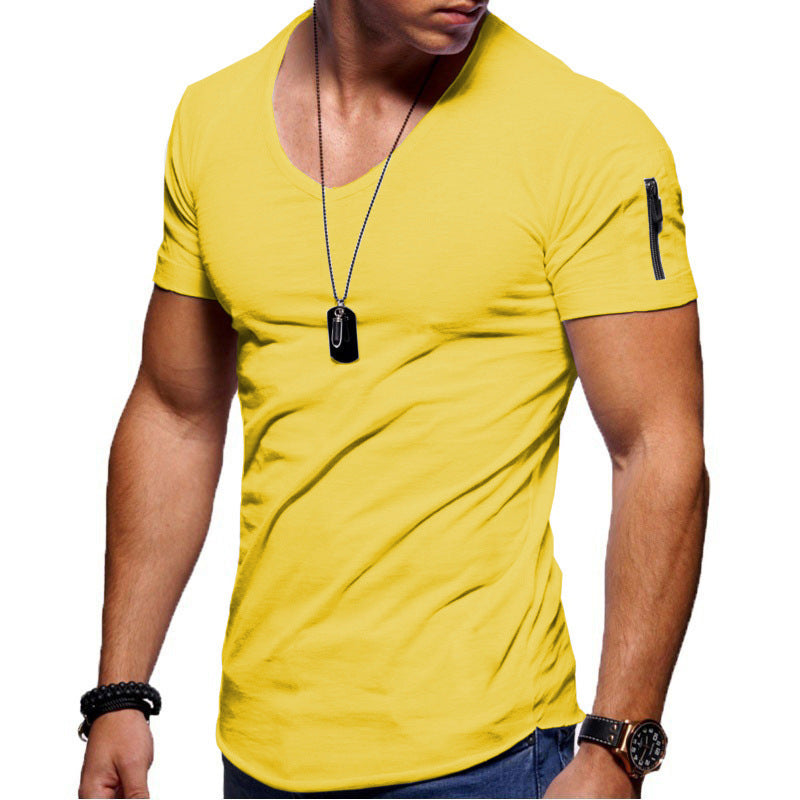 Men's Short Sleeve Cotton Casual T-shirt w/ Sleeve Pocket
