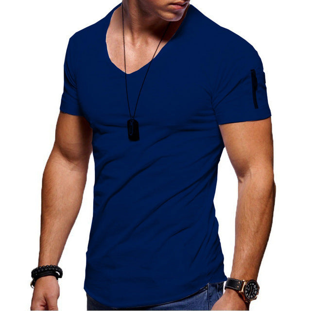 Men's Short Sleeve Cotton Casual T-shirt w/ Sleeve Pocket