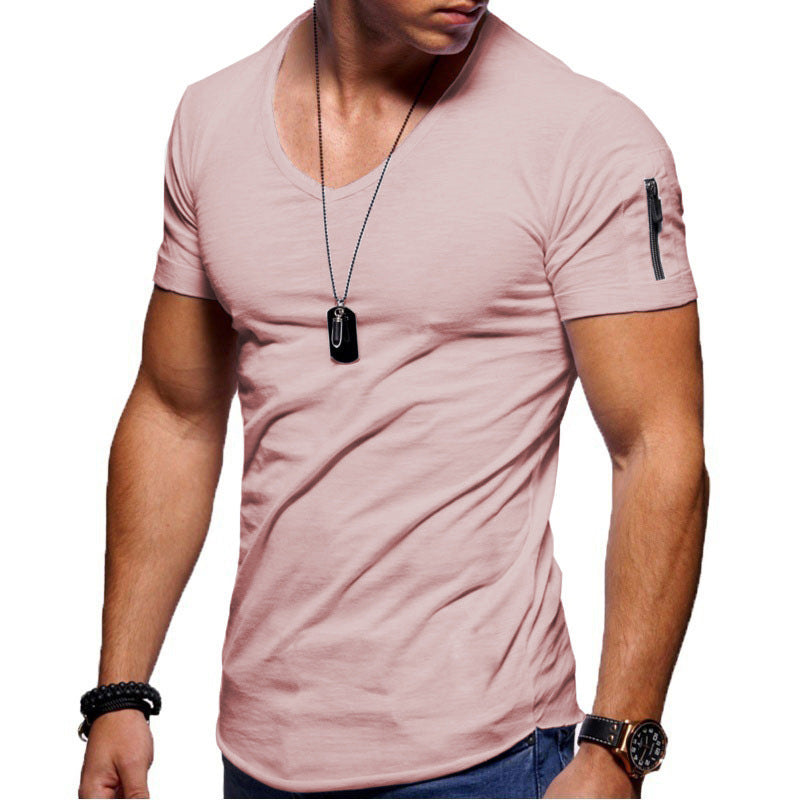 Men's Short Sleeve Cotton Casual T-shirt w/ Sleeve Pocket