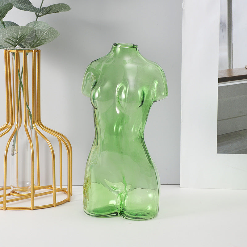 Colored Glass Body Art Flower Arrangement Vase