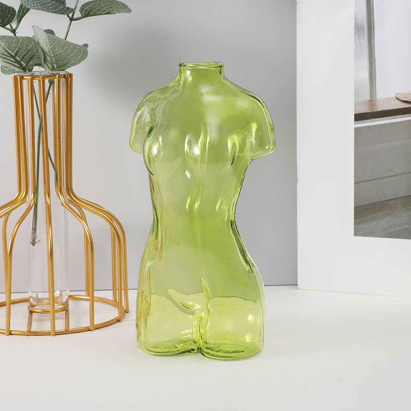 Colored Glass Body Art Flower Arrangement Vase