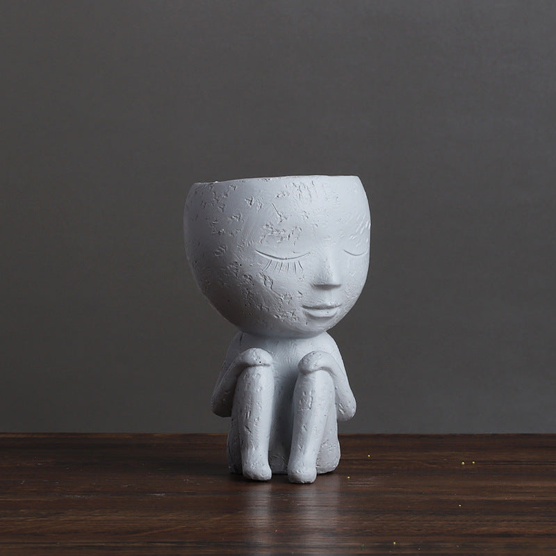 Nordic Style Girl Doll Modern Home  Resin Vase