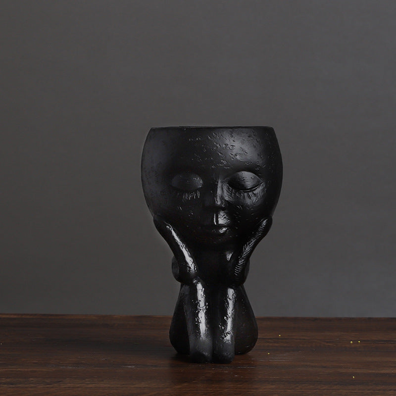 Nordic Style Girl Doll Modern Home  Resin Vase