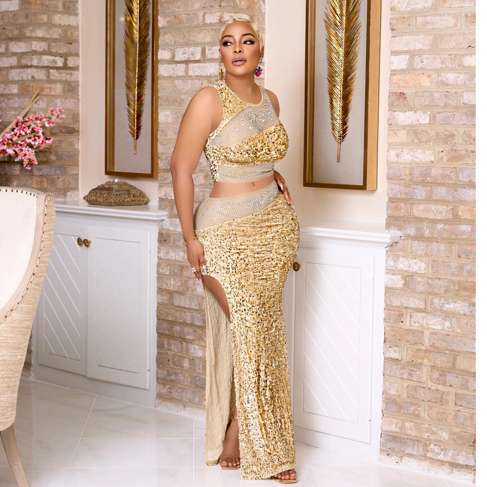 Sequin 2Piece Skirt Dress