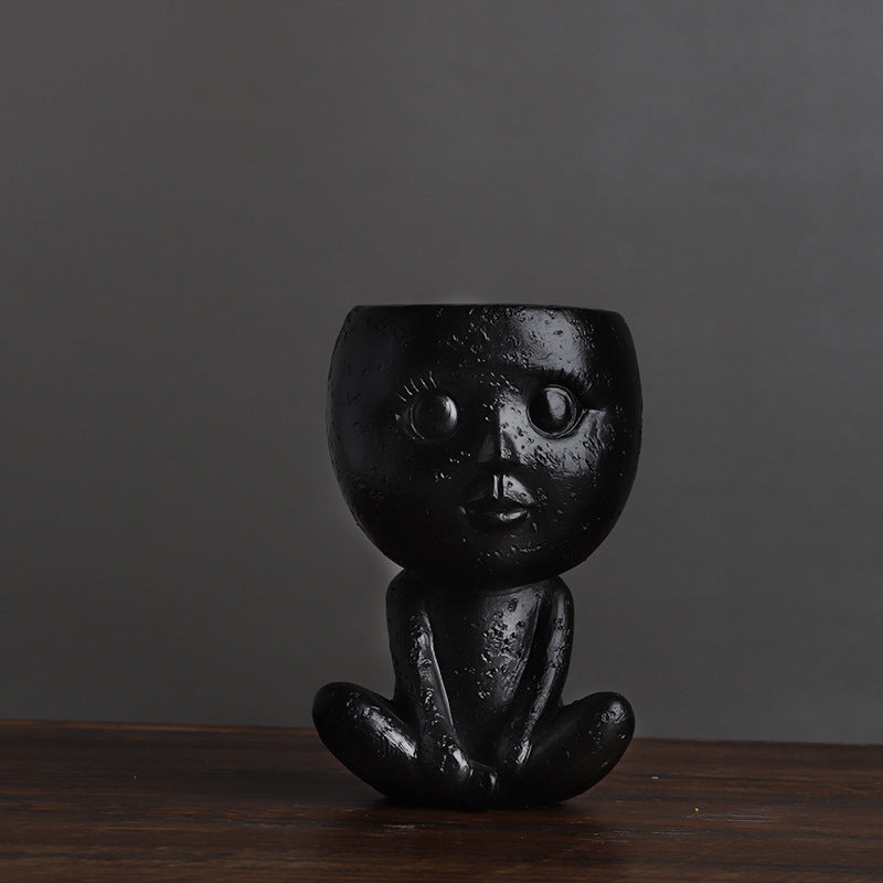 Nordic Style Girl Doll Modern Home  Resin Vase
