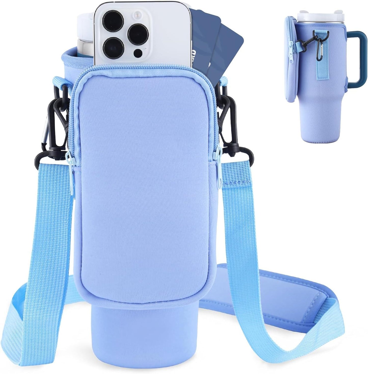 Slok Water Bottle Carrier Bag with attached pocket, Compatible With 40oz Tumbler With Handle