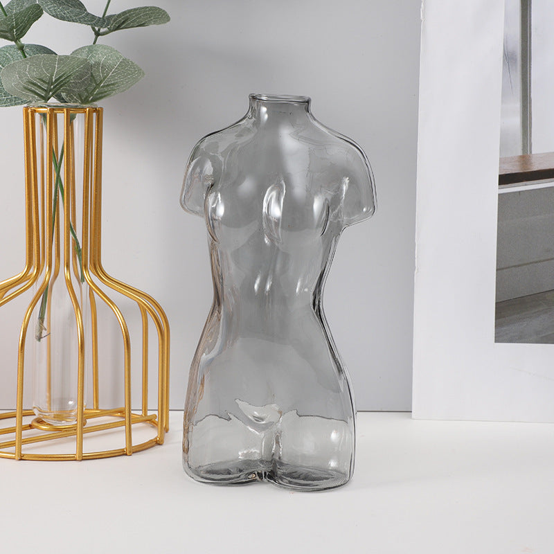 Colored Glass Body Art Flower Arrangement Vase