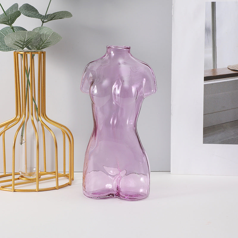 Colored Glass Body Art Flower Arrangement Vase