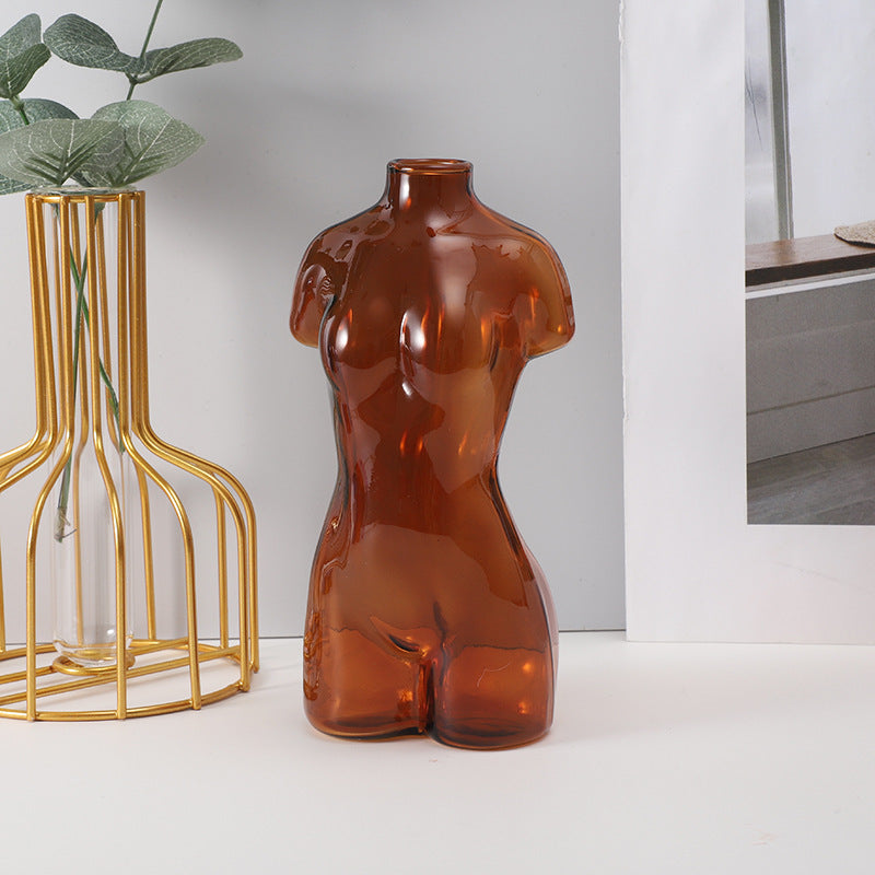 Colored Glass Body Art Flower Arrangement Vase