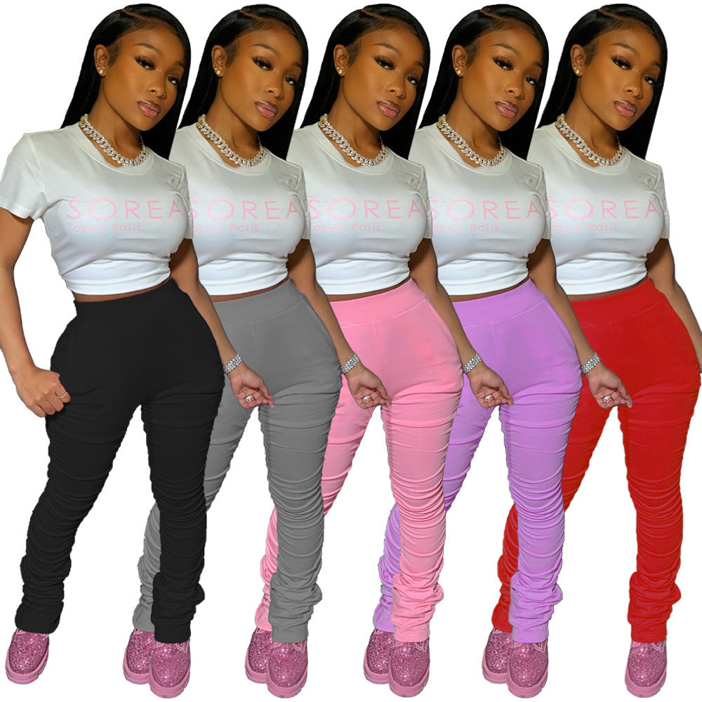 Mid-waist Hip Elasticated Pants