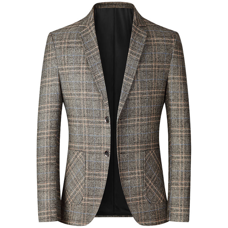 Spring And Autumn Casual Thin Men's Suit Plaid Jacket