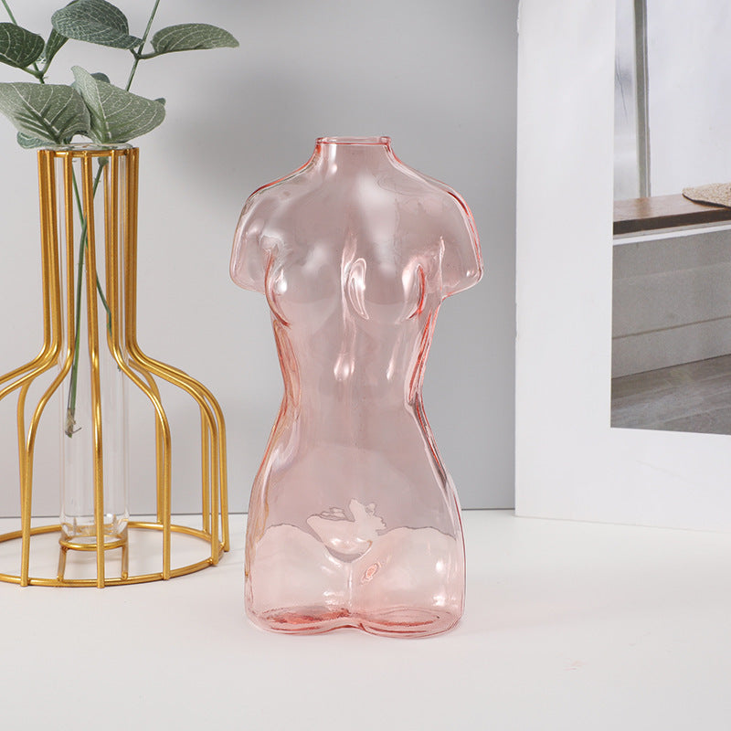 Colored Glass Body Art Flower Arrangement Vase
