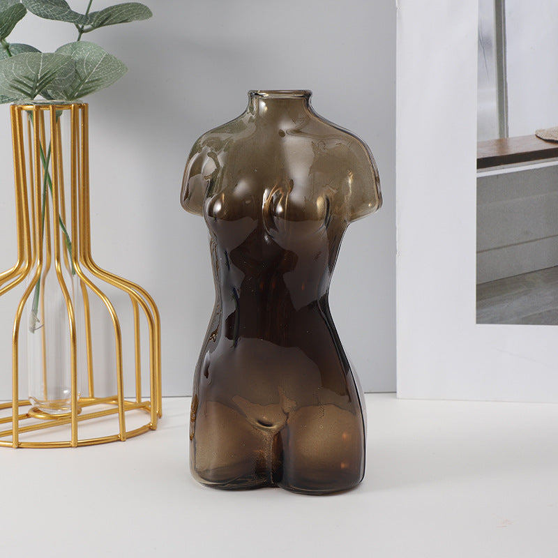 Colored Glass Body Art Flower Arrangement Vase