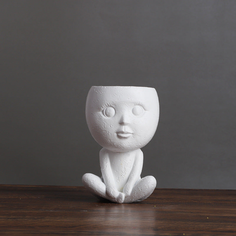 Nordic Style Girl Doll Modern Home  Resin Vase