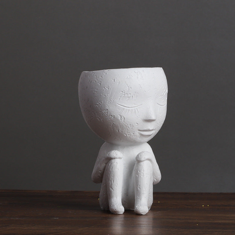 Nordic Style Girl Doll Modern Home  Resin Vase