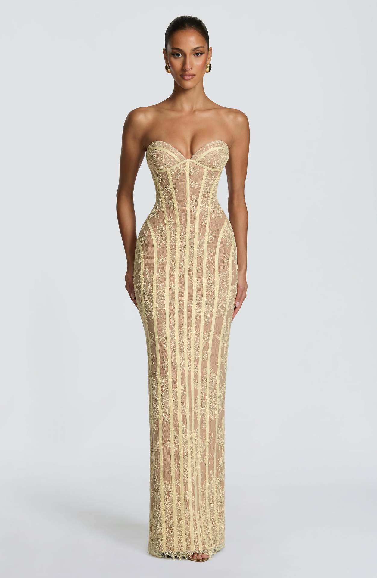 Lace Strapless Long Dress