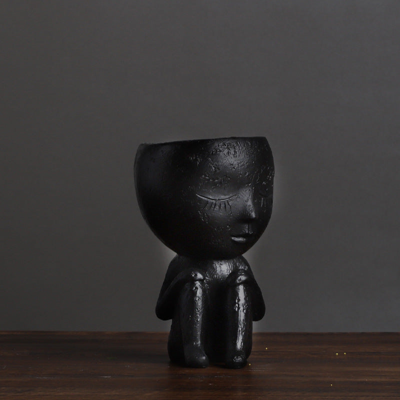 Nordic Style Girl Doll Modern Home  Resin Vase