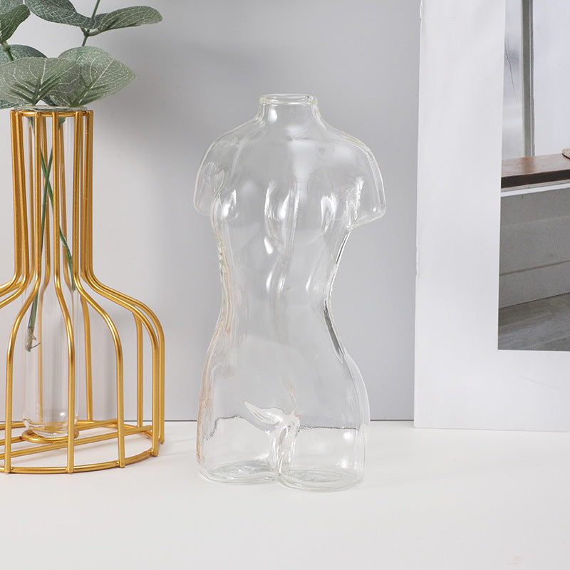 Colored Glass Body Art Flower Arrangement Vase