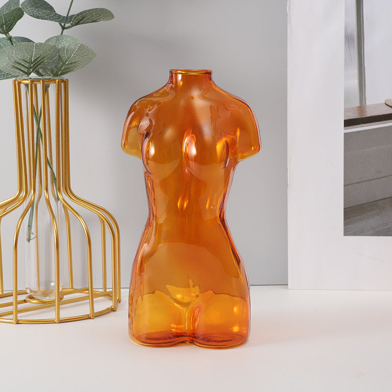 Colored Glass Body Art Flower Arrangement Vase