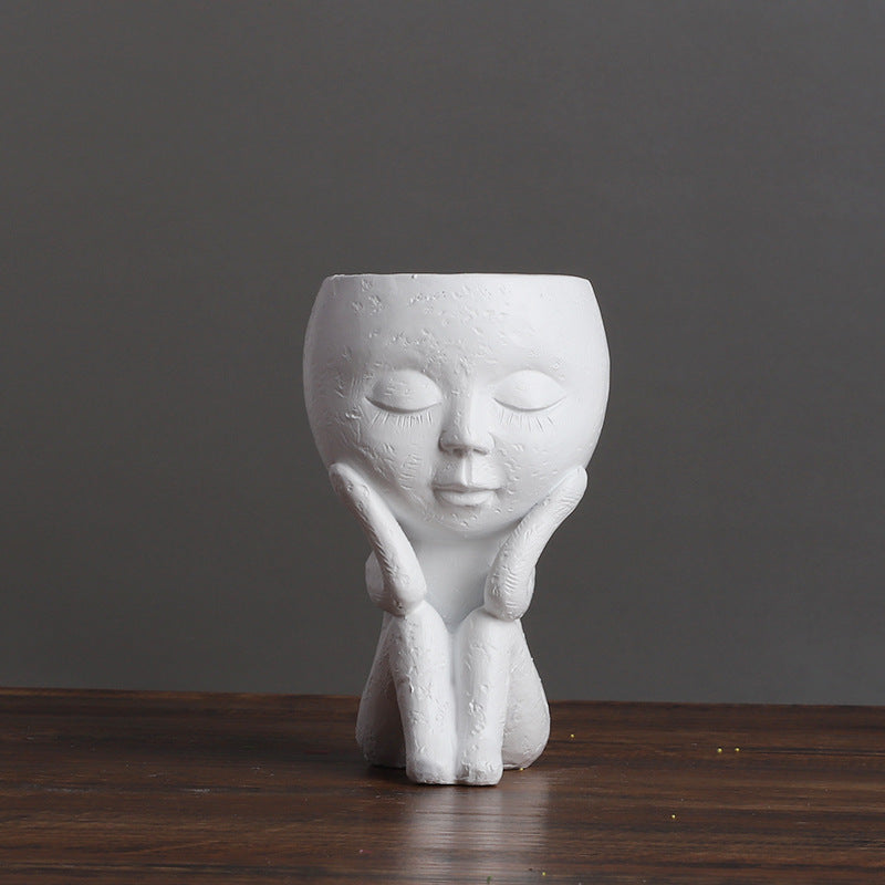 Nordic Style Girl Doll Modern Home  Resin Vase