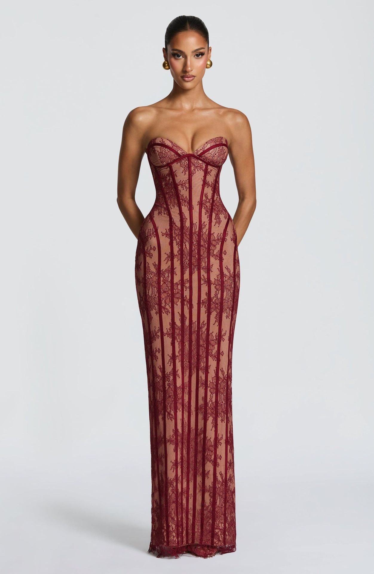 Lace Strapless Long Dress